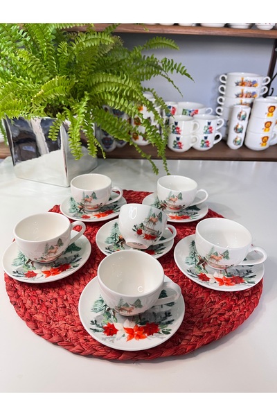 TEBAK COLLECTION TEBAK YENİYIL GEYİK 6 kişilik TÜRK KAHVE FİNCAN TAKIMI