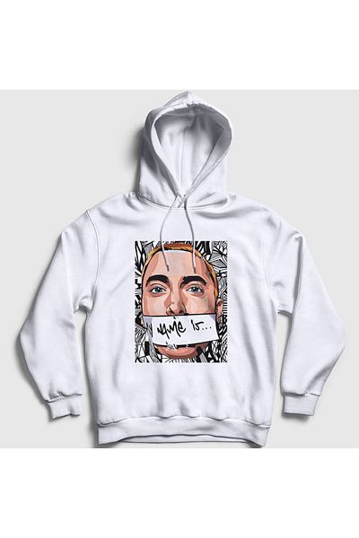 Presmono Unisex Λευκό Το όνομά μου είναι Eminem φούτερ με κουκούλα 336930 ττ