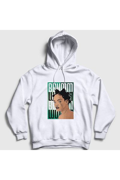 Presmono Unisex Λευκή αφίσα Rihanna Hooded φούτερ 338301 ττ