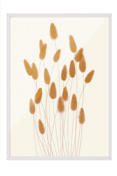 Postifull Aquarelle Reeds Framed Painting, White Frame and Poster, Wall Painting Comfort Series No:108529