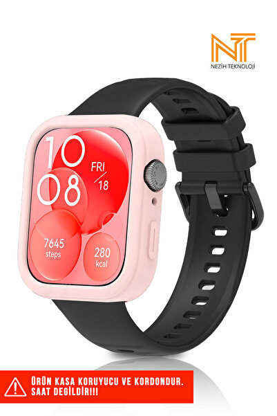 Nezih Case Huawei Watch Fit 3 Uyumlu Yumuşak Renkli Silikon Kasa Koruyucu Jel...