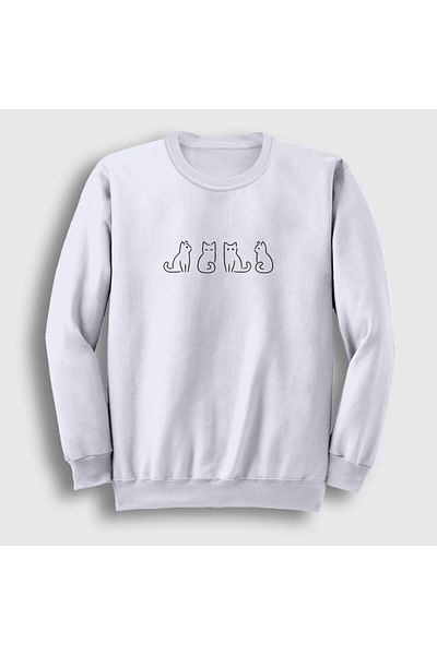 Presmono Φούτερ Unisex White Four Cats Cat 286442 ττ