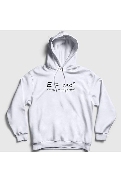 Presmono Φούτερ με κουκούλα Unisex White Energy Milk Coffee Science Albert Einstein 332728 ττ