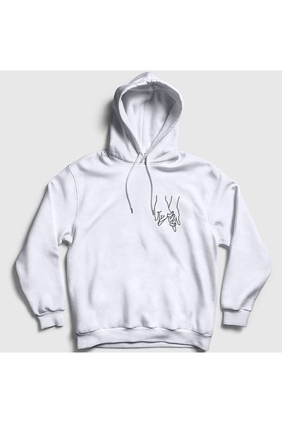 Presmono Φούτερ με κουκούλα Unisex White Hands για την Ημέρα του Αγίου Βαλεντίνου 285050 ττ