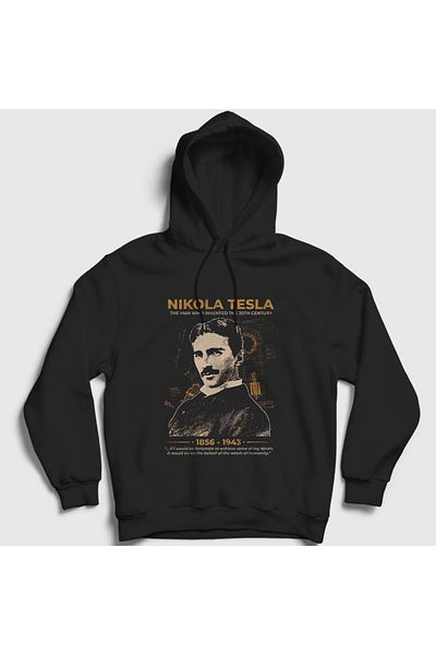 Presmono Φούτερ με κουκούλα Unisex Black Inventor Scientist Nikola Tesla 335121 ττ