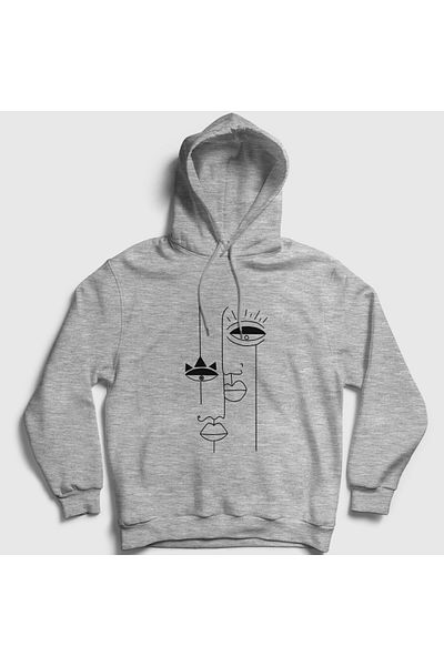 Presmono Φούτερ με κουκούλα Unisex Grey Lovers για την Ημέρα του Αγίου Βαλεντίνου 284628 ττ
