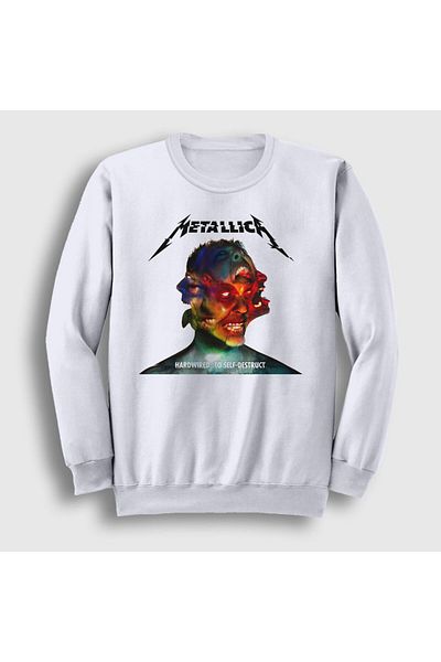 Presmono Unisex Λευκό φούτερ Metallica με σύρμα 292433 ττ