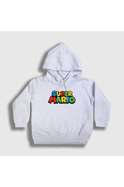 Presmono Unisex Παιδικό λευκό λογότυπο Παιχνίδι Super Mario με κουκούλα φούτερ 324507 ττ
