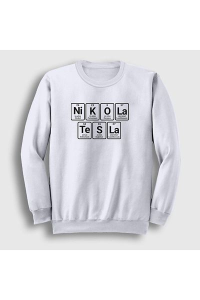 Presmono Φούτερ Unisex Λευκό Περιοδικό Τραπέζι Επιστήμονας Nikola Tesla 337181 ττ