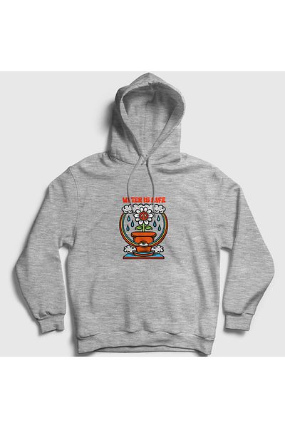 Presmono Φούτερ Unisex Grey Water Is Life Flower με κουκούλα 289531 ττ