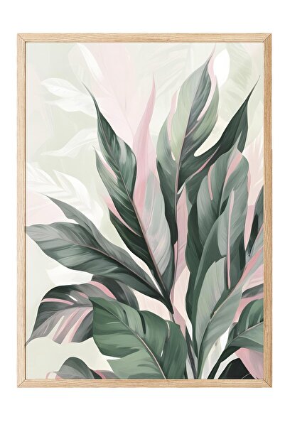 Postifull Acrylic Plant Framed Painting, Wooden Frame and Poster, Vertical Wall Painting Comfort Series No:108537