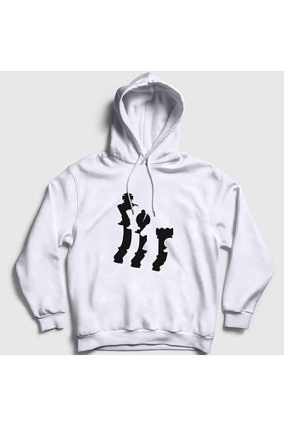 Presmono Φούτερ Unisex White Pieces Chess Chess με κουκούλα 338011 ττ