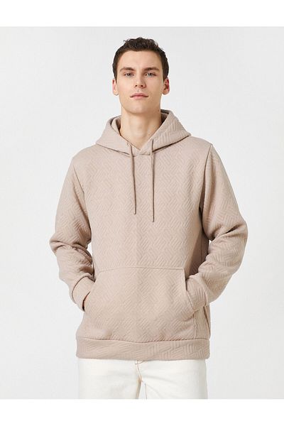 Koton Hooded Textured Sweatshirt - Pocket Detailed