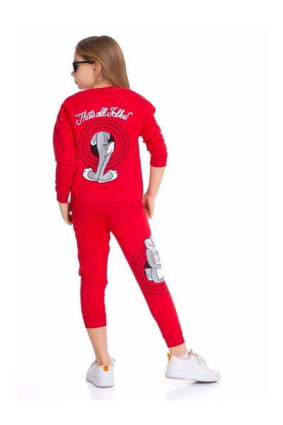 EXTRAÇARŞI Bugs Bunny Printed 2 String Hooded Set for Girl
