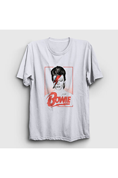 Presmono Unisex Beyaz Aladdin Sane David Bowie T-shirt 301699tt