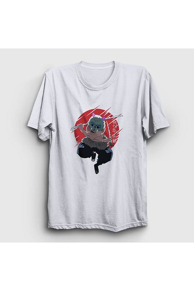Presmono Anime Demon Slayer Kimetsu No Yaiba Unisex Λευκό T-shirt - Inosuke Hashibira 308391 ττ