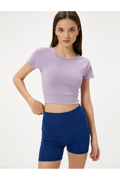 Koton Tricou Yoga Crop Detaliu de legare pe spate Mânecă scurtă Gât crew Slim Fit