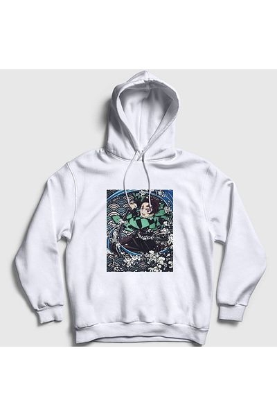 Presmono Unisex Λευκή ξίφος Tanjiro Kamado Anime Demon Slayer Kimetsu No Yaiba Φούτερ με κουκούλα 307813 ττ