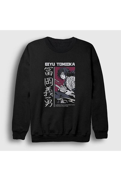 Presmono Унисекс черен суичър Giyu Tomioka V4 Anime Demon Slayer Kimetsu No Yaiba 298728tt