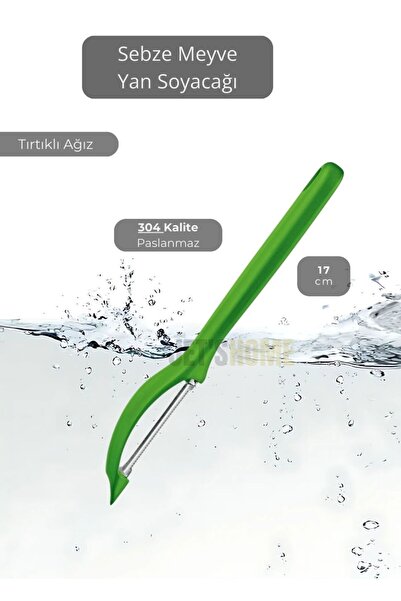 Jet's Home Meyve Soyacağı Paslanmaz Sebze Soyacağı Yan Soyacak Çelik Yeşil 17 cm