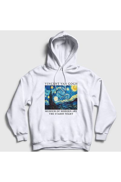 Presmono Φούτερ με κουκούλα Unisex White Starry Night V2 Art Painter Vincent Van Gogh 303287 ττ