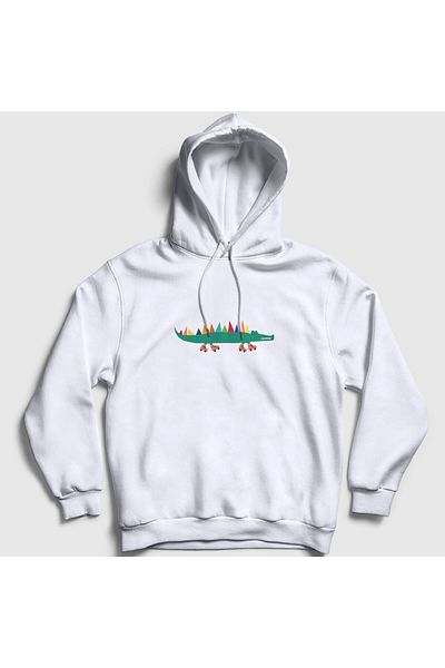 Presmono Φούτερ Unisex White Little Alligator Crocodile Hooded 288543 ττ