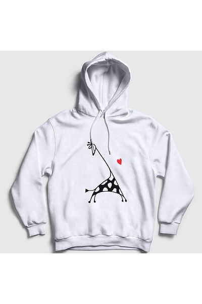 Presmono Φούτερ Unisex White Heart Giraffe Giraffe με κουκούλα 288351 ττ