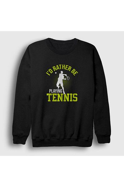 Presmono Унисекс черен суитшърт I Rather Play Sport Tennis 334809tt