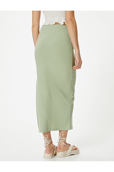 Koton High Waist Ribbed Long Pencil Skirt