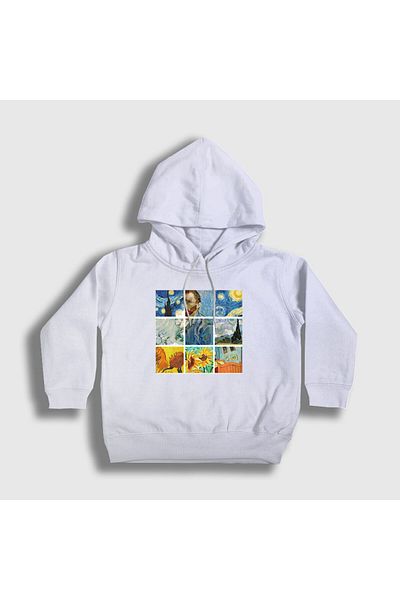 Presmono Hanorac cu glugă pentru copii, unisex, alb, pictor de artă Vincent Van Gogh303042tt