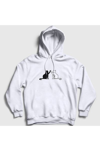 Presmono Unisex Λευκό Μαύρο και Άσπρο Γάτες Φούτερ με κουκούλα γάτας 287259 ττ