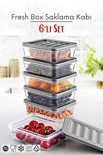 Palica Set of 6 Freshbox Storage Containers Suitable for Microwave and Freezer 6X600Ml