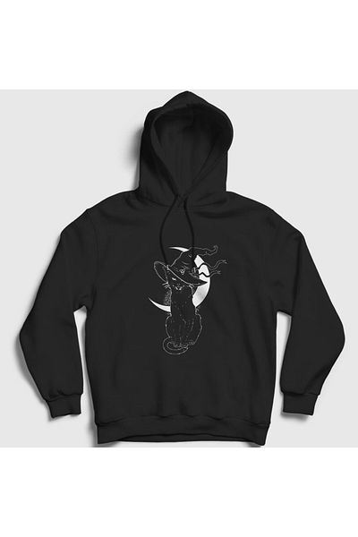 Presmono Unisex Μαύρο φούτερ με κουκούλα για γάτα Halloween 288267 ττ