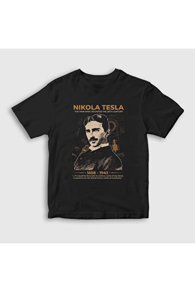 Presmono Unisex dečji crni naučnik izumitelj Nikola Tesla T-shirt 335092tt