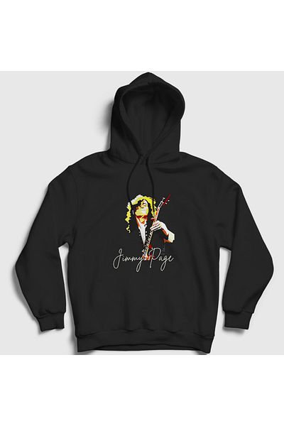 Presmono Унисекс черен суитшърт с качулка Led Zeppelin Jimmy Page 371667tt