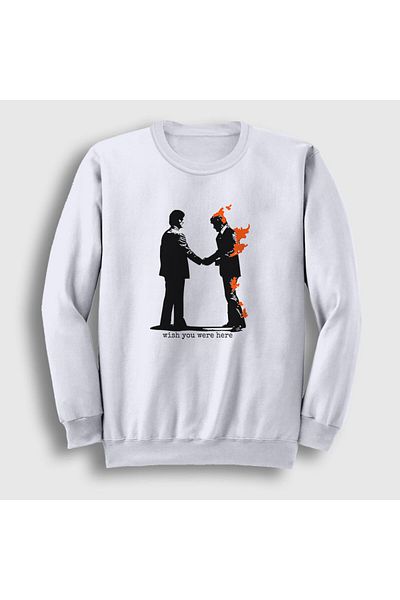 Presmono Unisex White Wish You Were Here Φούτερ Pink Floyd 354600 ττ