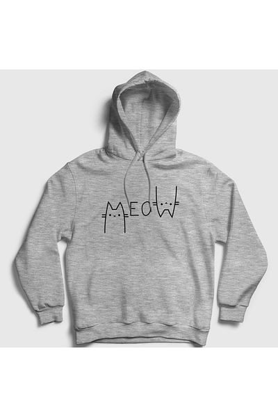 Presmono Φούτερ Unisex Grey Meow Cat με κουκούλα 407571 ττ