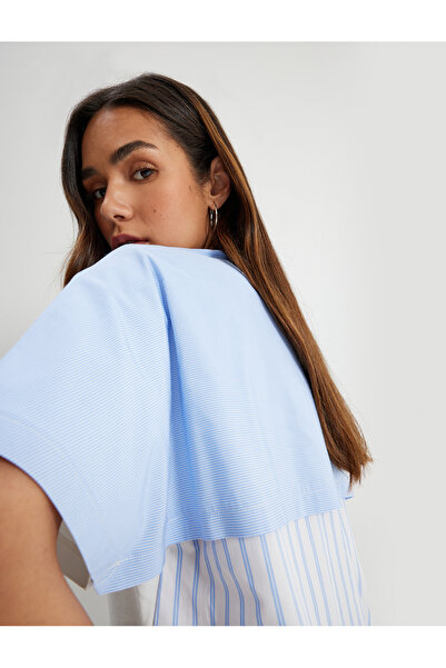 Koton Tricou cu mânecă scurtă Cămașă spate cu gât roșu Aspect Bumbac