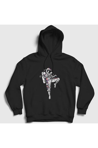 Presmono Unisex Μαύρο φούτερ με κουκούλα Muay Thai Astronaut Space 353007 ττ