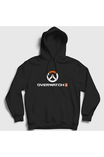 Presmono Унисекс суитшърт с качулка и черно лого на играта Overwatch 360983tt