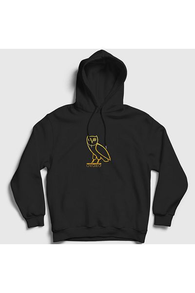 Presmono Унисекс черен суитшърт с качулка Ovoxo Owl Owl Drake 372431tt