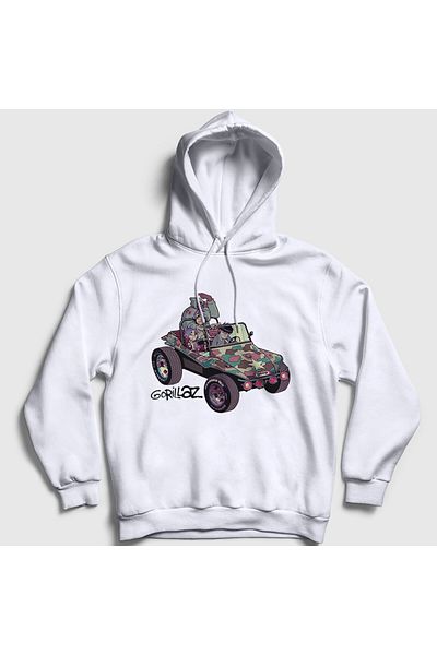 Presmono Φούτερ Unisex White Geep Gorillaz με κουκούλα 402642 ττ