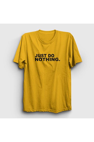 Presmono Унисекс жълта тениска Just Do Nothing 404713tt