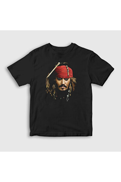 Presmono Unisex dečji crni kapetan Džoni Dep, kapetan Džek Sparou T-shirt 350...