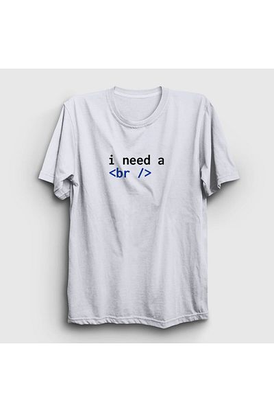 Presmono Μπλουζάκι Unisex White Need A Break Html Developer Software 361373 ττ