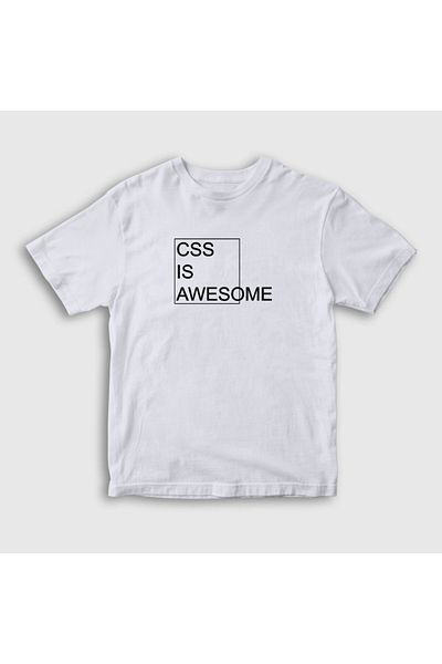Presmono Unisex Παιδικό λευκό μπλουζάκι Css Is Awesome Developer Software 357452 ττ