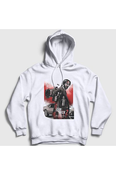 Presmono Unisex Λευκή αφίσα John Wick Hooded φούτερ 410281 ττ