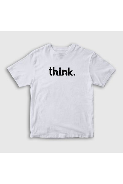 Presmono Tricou unisex alb Think Chess Chess pentru copii341510tt