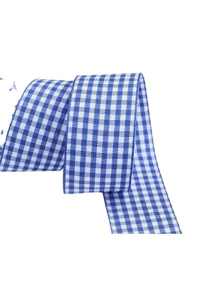 Skygo Indigo Taffeta Plaid Ribbon - 25 mm, 5 Meters