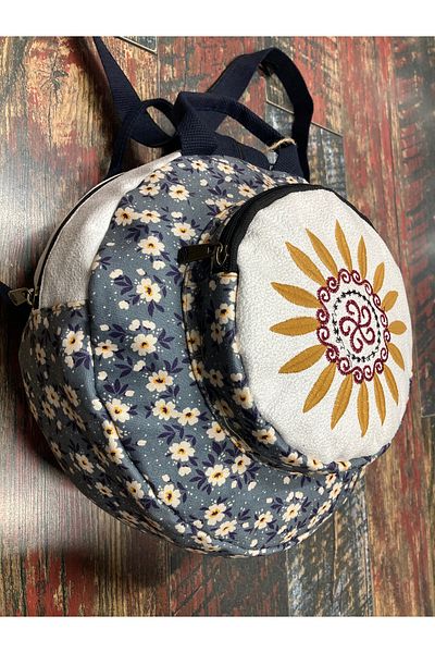 Street Bag Ethnic Pattern Fargin Στρογγυλό σακίδιο πλάτης - Κεντημένο, Αυθεντικό Μποέμικο Στιλ